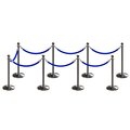 Montour Line Stanchion Post and Rope Kit Sat.Steel, 8 Ball Top7 Blue Rope C-Kit-8-SS-BA-7-PVR-BL-PS